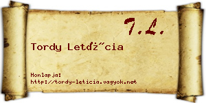 Tordy Letícia névjegykártya